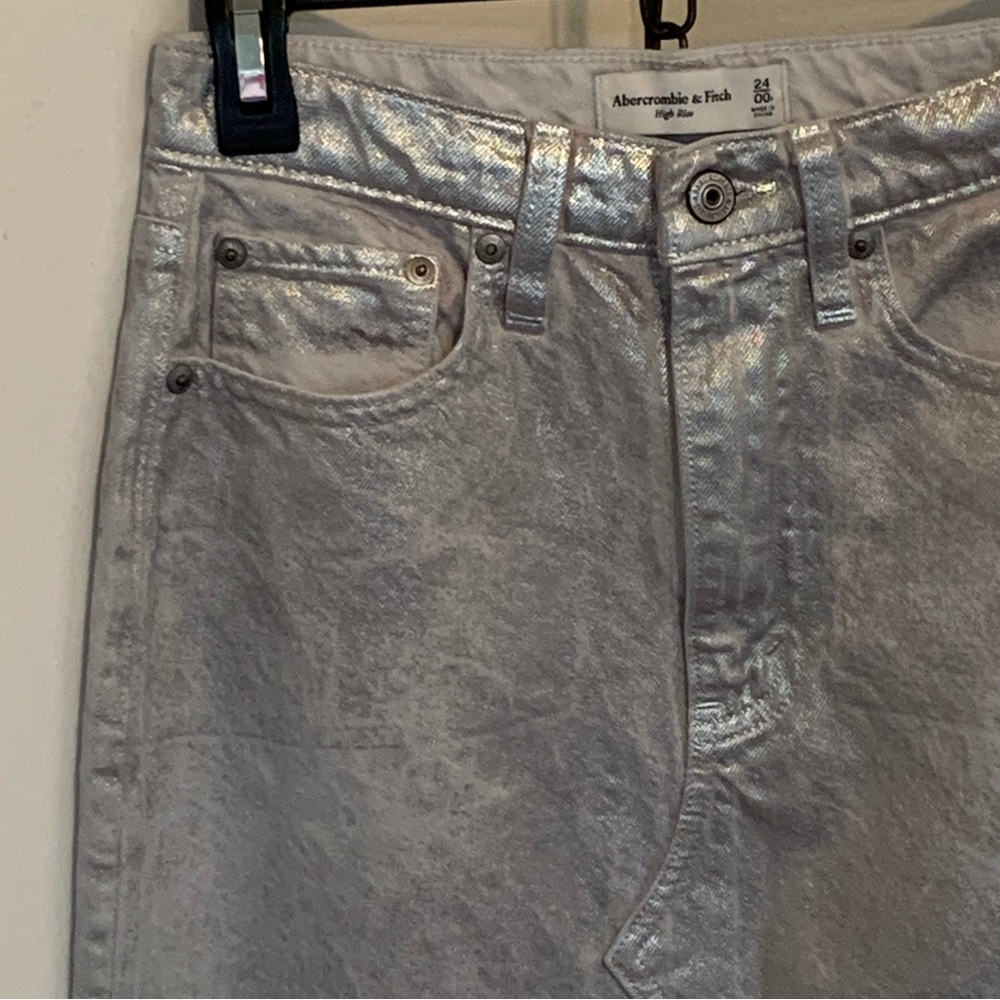 Abercrombie & Fitch Metallic Denim Midi Skirt - Picture 2 of 6